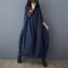 Vintage Long Sleeved Denim Dress 2026 New Plus-size Loose Blue Long Dresses for Women Autumn O Neck Casual Dress