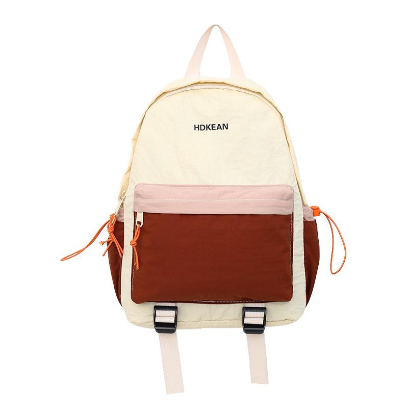 Lightweight Commuter Backpack College Style Large Capacity Schoolbag Women's Contrast Color Backpack