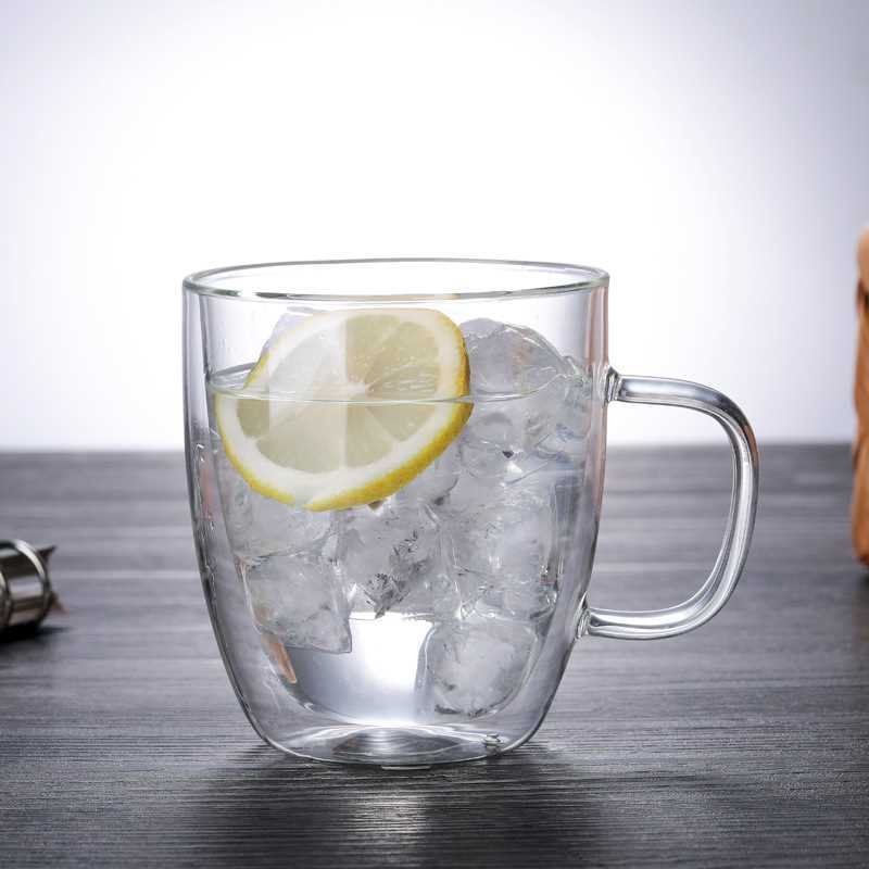 Dvoustěnný hrnek z vysoce borosilikátového skla, žáruvzdorný, na čaj, mléko, citronovou šťávu, kávu, vodu, nápojové sklo do baru, dárek pro milovníky, kreativita