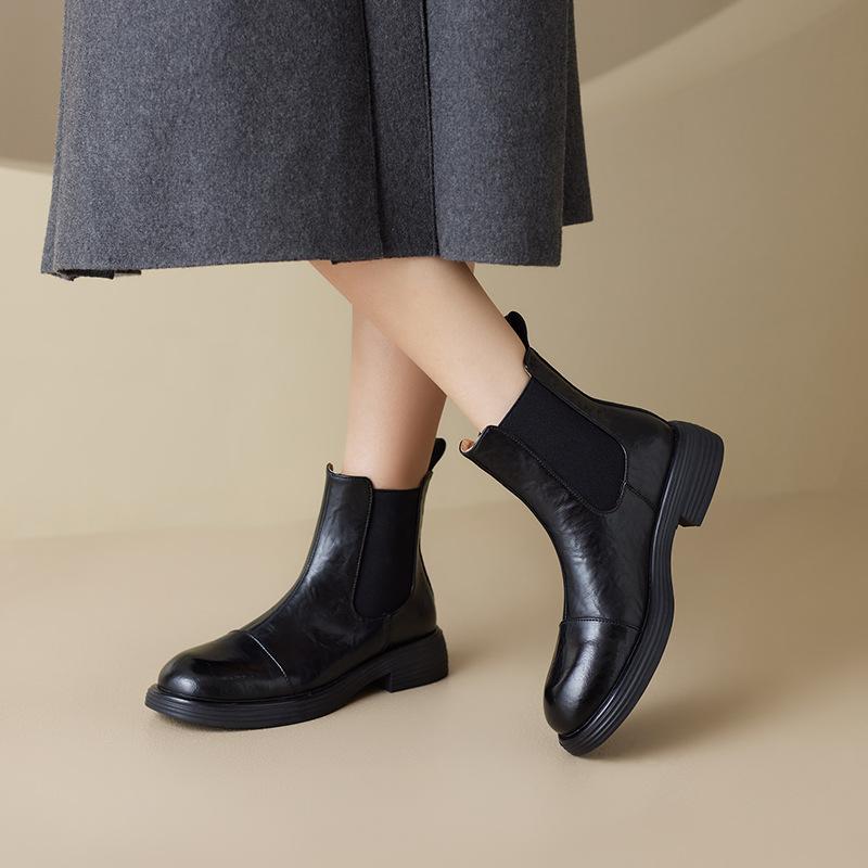 Women s Ankle Boots 2026 New Autumn and Winter British Retro Leather Short Boots Women Spring and Autumn Bare Boots Woman 34