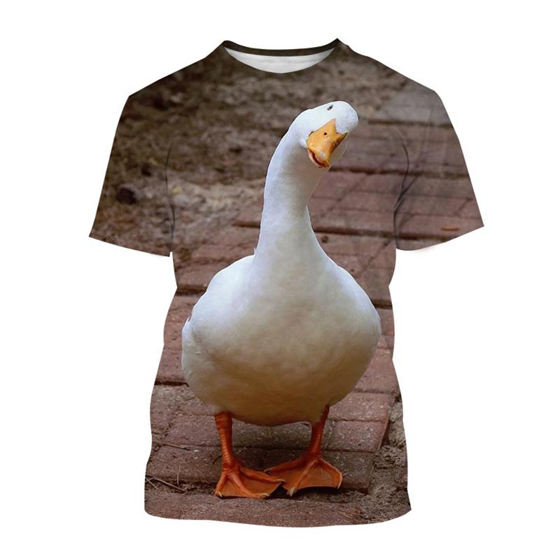 Summer Cute Pets Duck T-shirt For Men Casual Animal 3d Print Short-sleeved Round Neck T Shirt Harajuku Loose Tees tops
