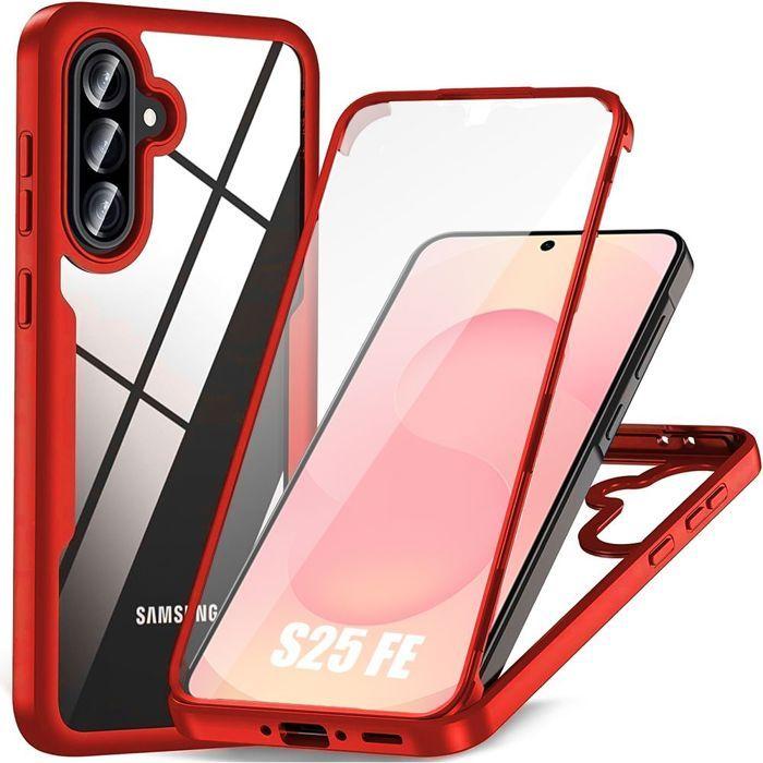 Coque de Protection - BOOLING - pour Samsung Galaxy S25 FE - TPU Souple - PC Rigide - Rouge