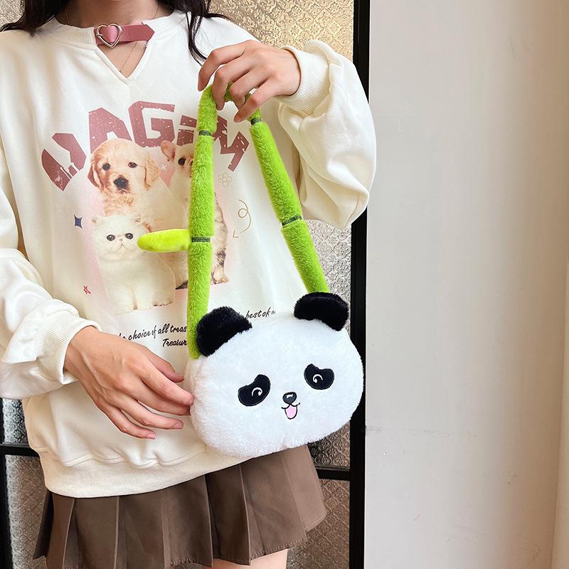 Cartoon National Treasure Panda Plush Hand Bag Grab Machine Doll Plush Doll Travel Commemorative Bag Oblique Span Bag