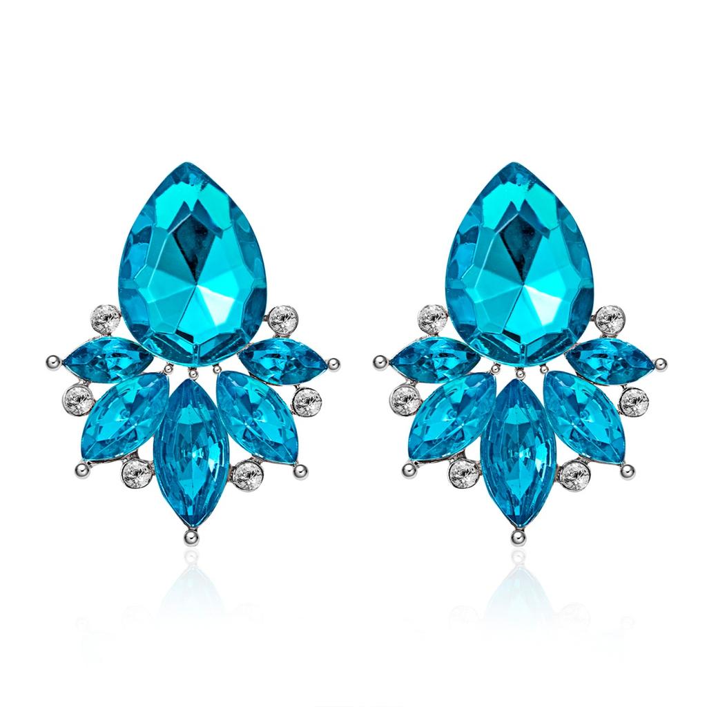 Klassiska Örhängen med Helt Kristall Vattendroppsblad för Kvinnor Män Eleganta Fina Strass Blomma Örhänge Bröllopssmycken