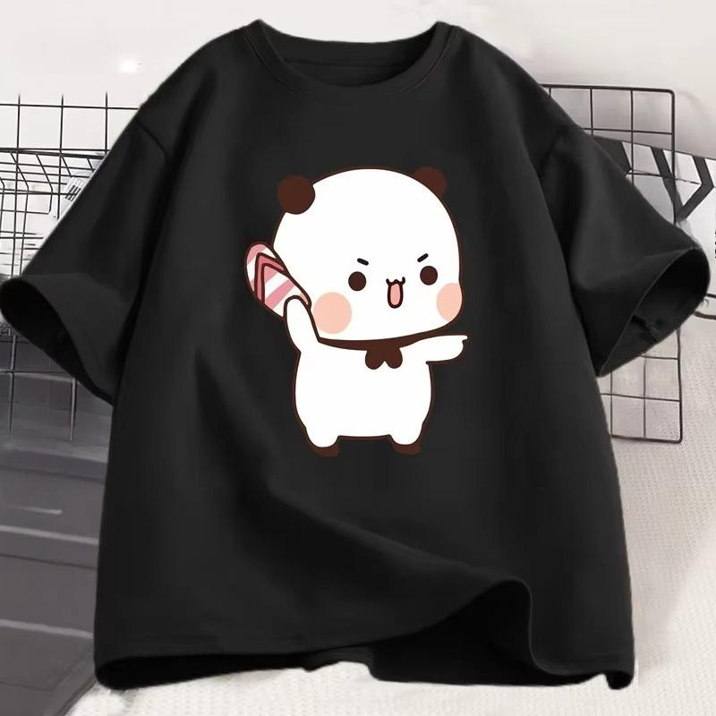Panda Bär Bubu wirft Flip-Flop nach Dudu T-Shirt Männer Frauen Lustiges Paar T-Shirt Lässig Baumwolle Mode Niedliches T-Shirt Valentinstag