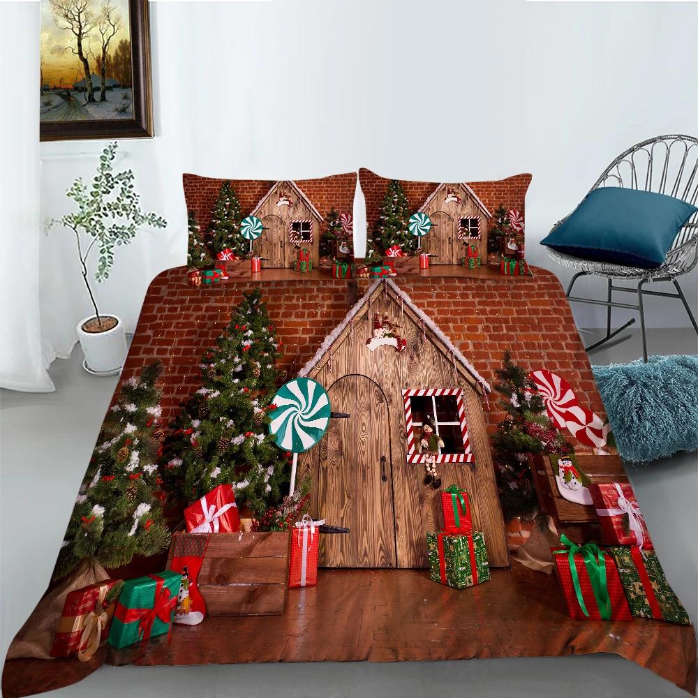 Christmas Stockings Duvet Cover Print Fireplace Polyester For Kids Boy Girl Christmas Present Christmas Element Theme Room Decor