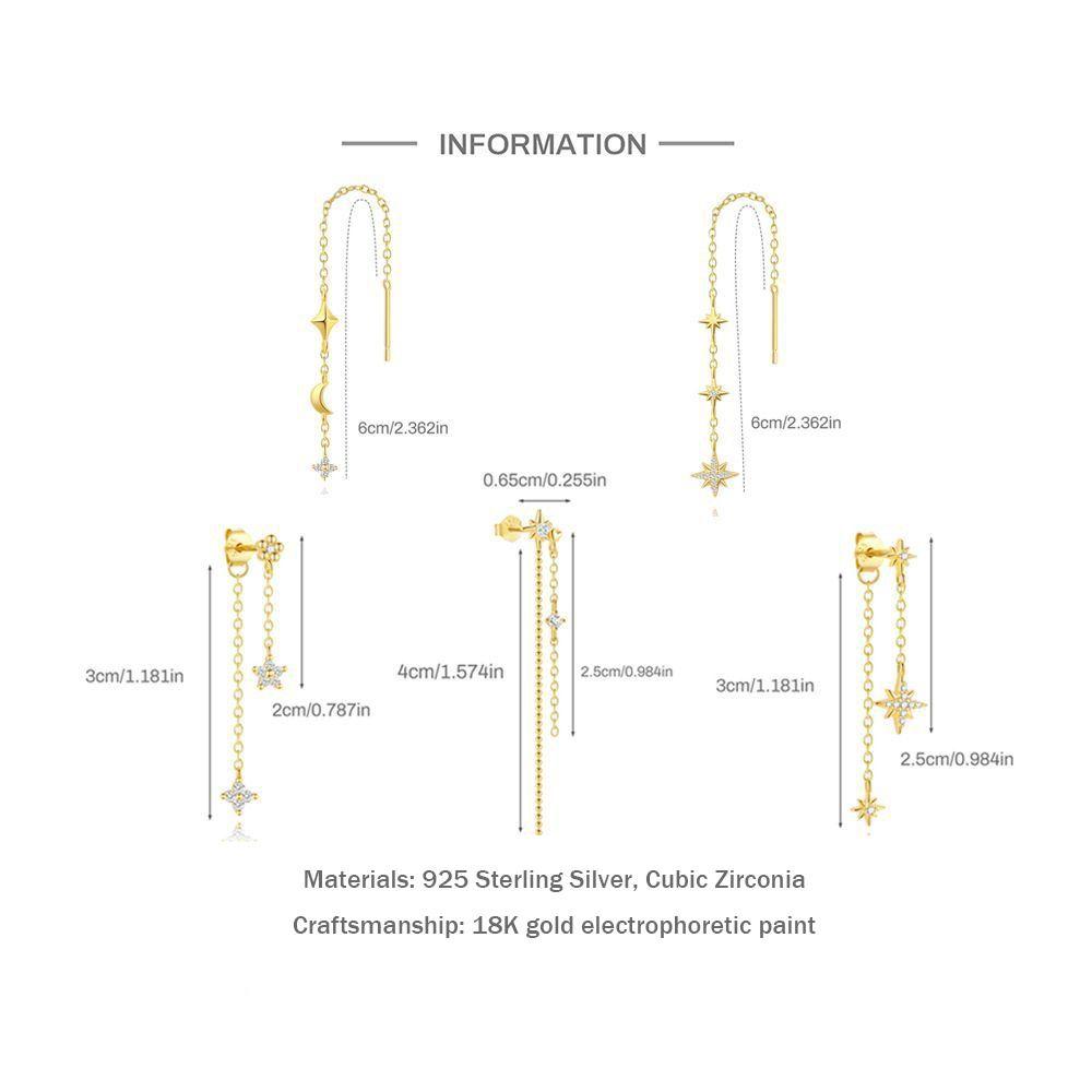 S925 Sterling Silver Long Tassel Drop Earrings Pendant Chain Earrings  Fashion Accessories