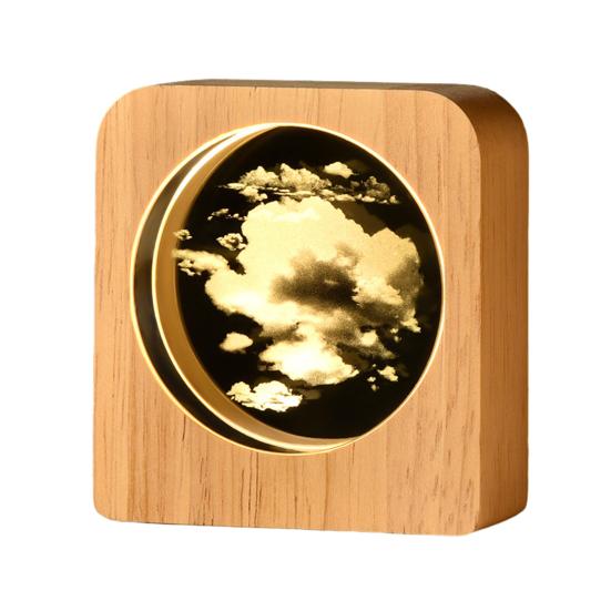 Custom 3D Photo Faux Crystal Night Light Personalized Engraved Picture Clear Ball with LED Light And Wood Base Memorial Gift for Birthday Anniversary