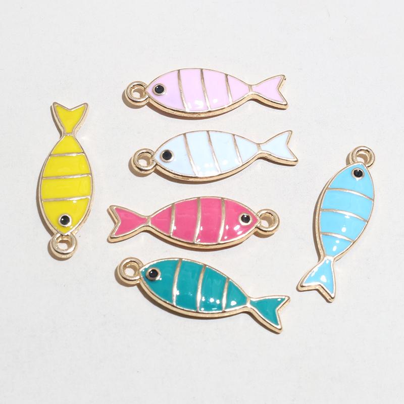 20pcs 23x7mm Enamel Fish Charms Pendant DIY Jewelry Making Accessories Findings for Earrings Necklace Bracelets