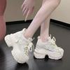 Fashion Women's Sports Shoes Increased Height 9cm Mesh Upper Thick Bottom Dad Shoes Spring Summer New Style Small Size Friendly