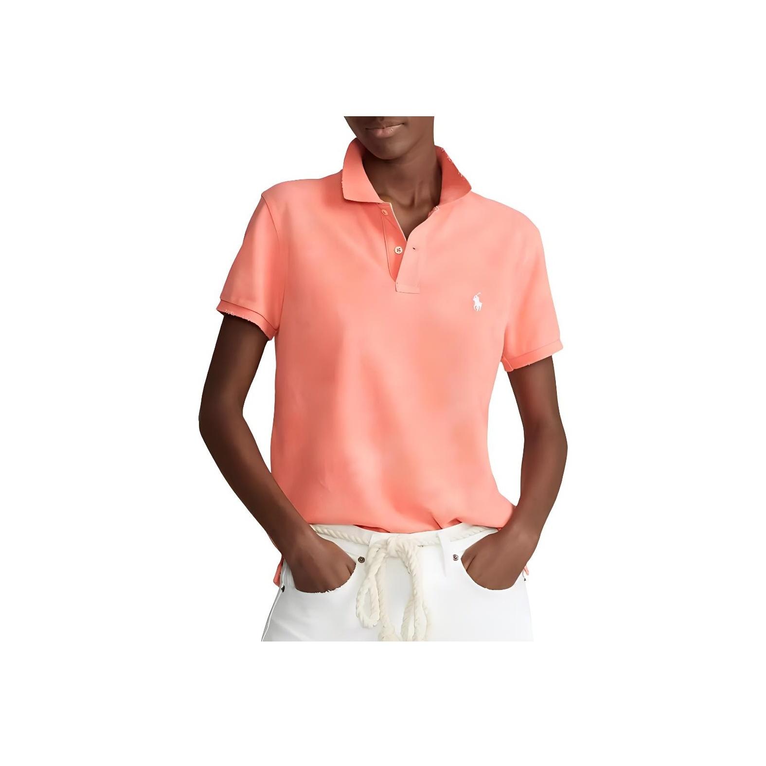 

Polo Ralph Lauren однотонная рубашка поло прямого кроя с вышитым логотипом, женские топы, оранжевый цвет 211792051-001 XS