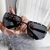 New Fashion Handmade Diamond Women'S Large Frame Sunglasses Frameless Diamond Sunglasses Women'S Fashion 1024-1