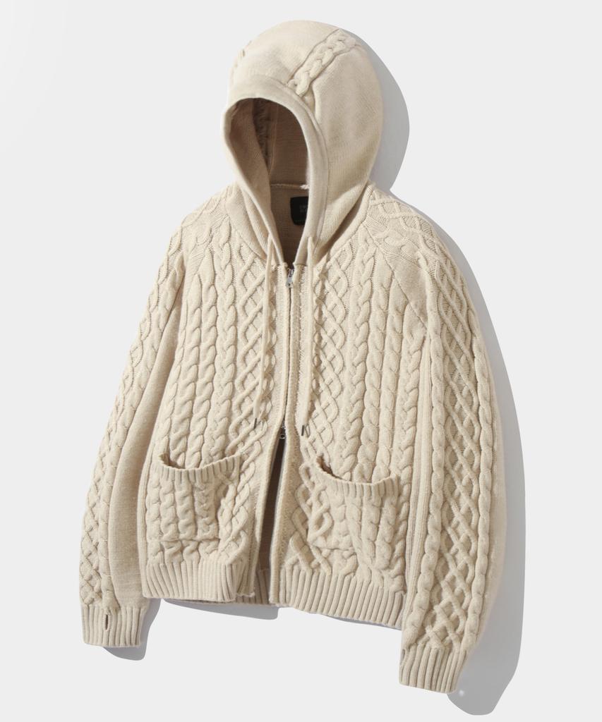 Dimiteulibeullaeg 2Way Heavyweight Cable Knit Zip-Up Hoodie_Oatmeal