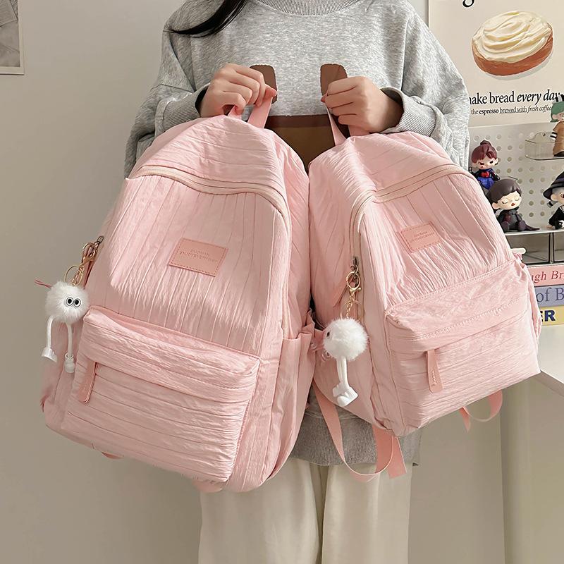 Schoolbag Solid Color Backpack 1011 New Junior High School Girls High School College Students School Bag Women Travel Lightweight Small Backpack