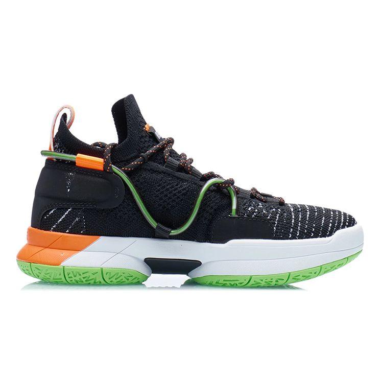 LiNing Flash 6 Shock Absorption Anti-Slip Durable Mid-Top Basketball Shoes Kids Basketball Shoes Black Orange YKBR024-1