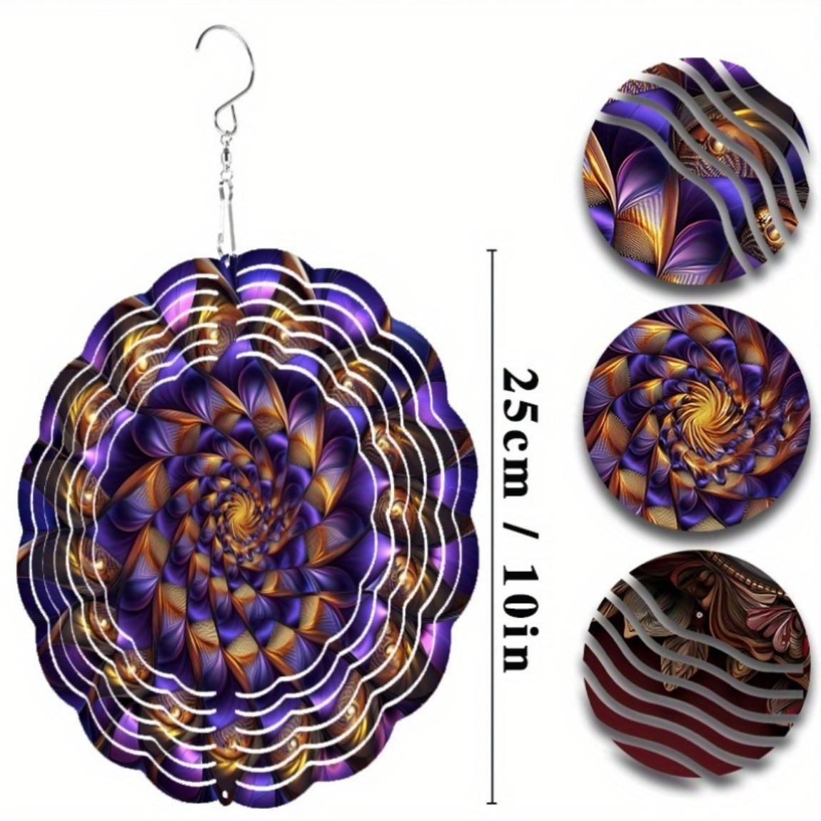 

10-дюймовый металлический колокольчик ветра с вращающимся на 360 градусов крючком, дизайн «Мандала» для декора сада, балкона, патио, улицы, подарок на все сезоны 01A