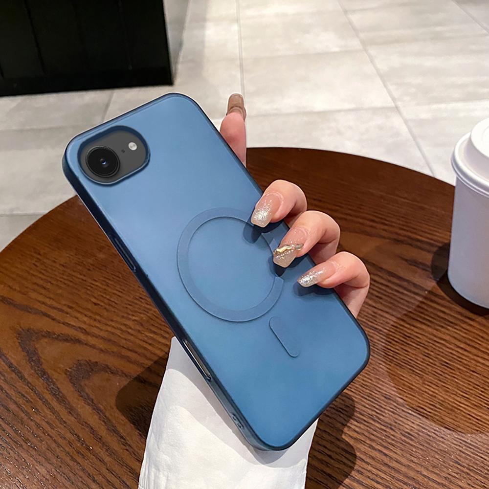 

For iPhone 16e Case Compatible with MagSafe Precise Cutouts Matte PC Phone Cover Blue