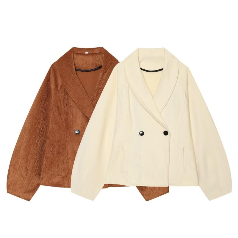 Womens Fall 2026 Tailored Double-Breasted Jacket Casual Versatile Outerwear
