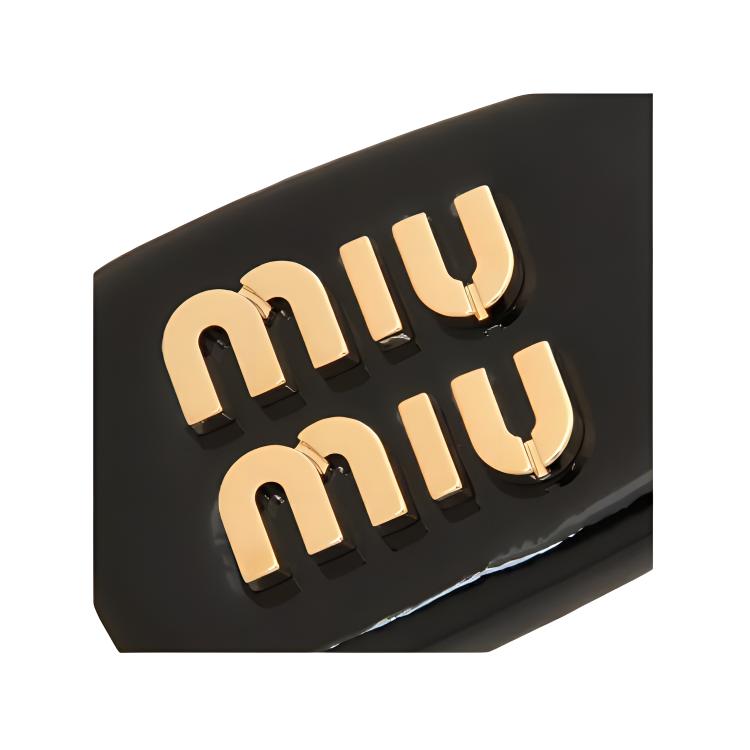 MIU MIU Letter Decorated Patent Hair Clip Women Hair Accessories Black 5IF092069F0002