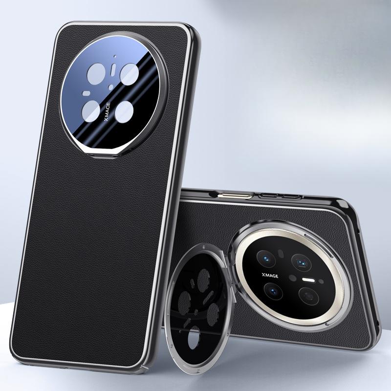 Suitable for Huawei Mate70pro Mobile Phone Case Lens Bracket M70 Full-pack Anti-fall Huawei Business Men's Veil Leather Case