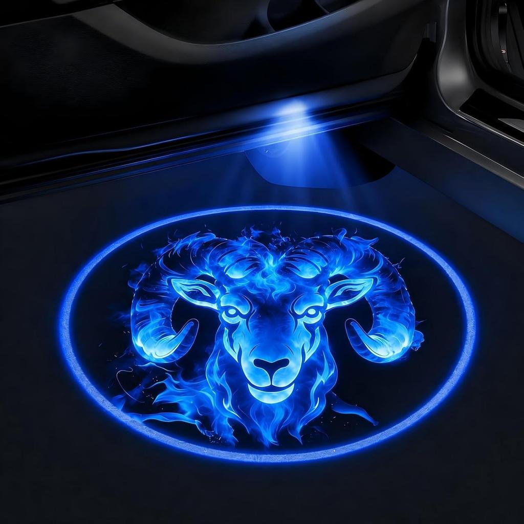 2PCS Car Door Lights Logo Projector Funny Sheep LED Welcome Courtesy Ghost Shadow Lamp fit for Dodge Ram 1500 2500 Accessories