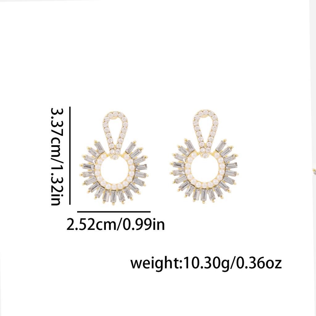 Vintage Circle Pearl Earrings for Women Unique Sunflower Design Retro Dangle Earrings