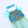 Girls Jasmine Princess Costume Set with Crown & Accessories, 4-5 Years, 120 Cm, Blue