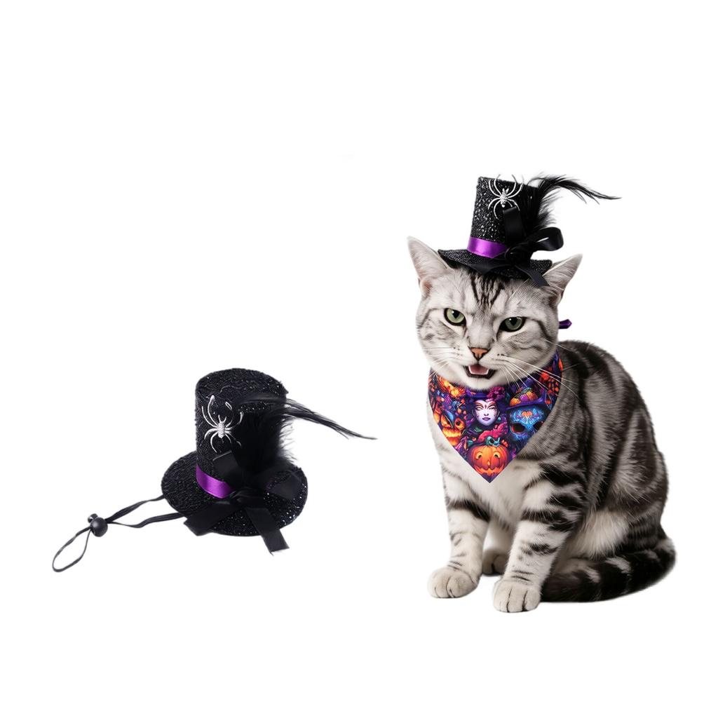 Pet Halloween Costume Hat and Bandana Set for Cats and Dogs