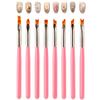 8Pcs Set Oblique Gradient Smudge Nail Flower Drawing Sawtooth Pen Multifunctional Mix Shape Petal Painting Gel Nail Art Brush