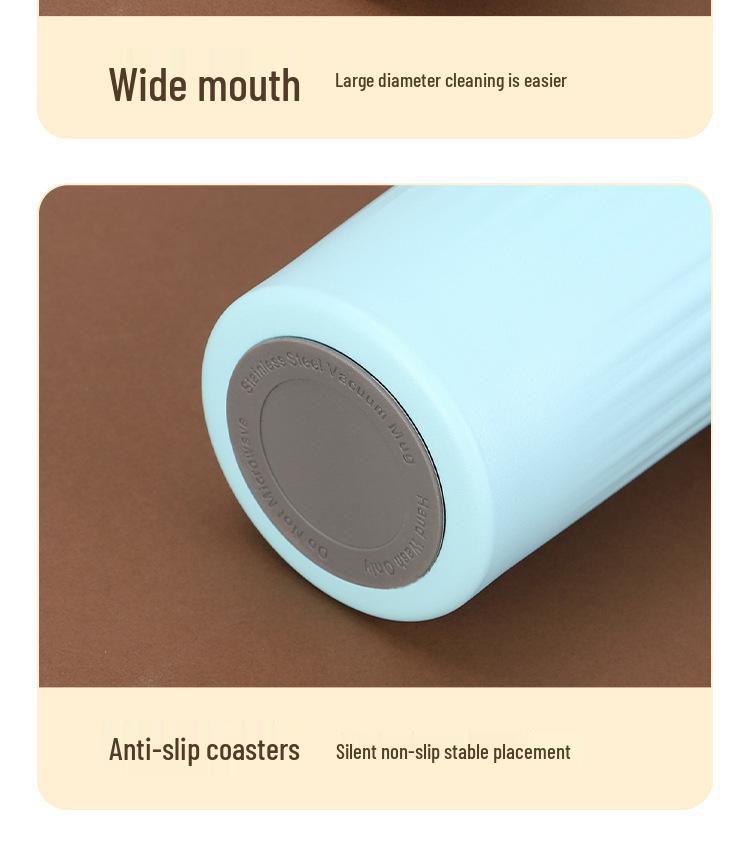 Portable Insulated Ceramic Liner Coffee Cup with Straw - Unisex Light Luxury Style for Office and Car