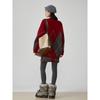 DIMANAF 2025 Plus Size Autumn Women plaid New Sweaters V-neck Knitting Basic Fashion O-Neck Style Loose Red Pullover Sweater
