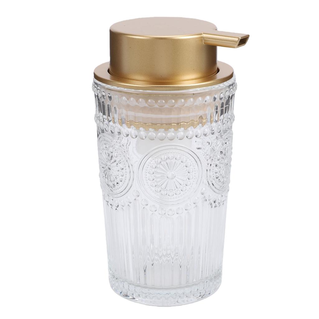 Dispenser per Sapone Liquido Schiumogeno in Vetro Vintage a Coste Bottiglia con Pompa Schiumogena in Vetro Ricaricabile con Ampia Apertura Dispenser per Sapone Schiumogeno