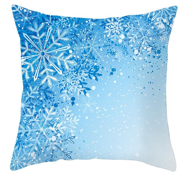 New Blue Snowflake Pillow Cover Winter Christmas Snowman Cushion Cover