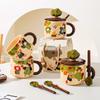 Apple Tree Girl Ceramic Vintage High Value With Lid Spoon Office Water Cup Coffee Cup Breakfast Cup