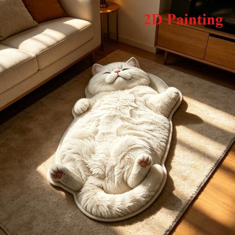 Cute Cartoon Irregular Cashmere-Like Floor Mat, Water Absorbent Anti-Slip Rug for Bathroom Bedroom Home Decor