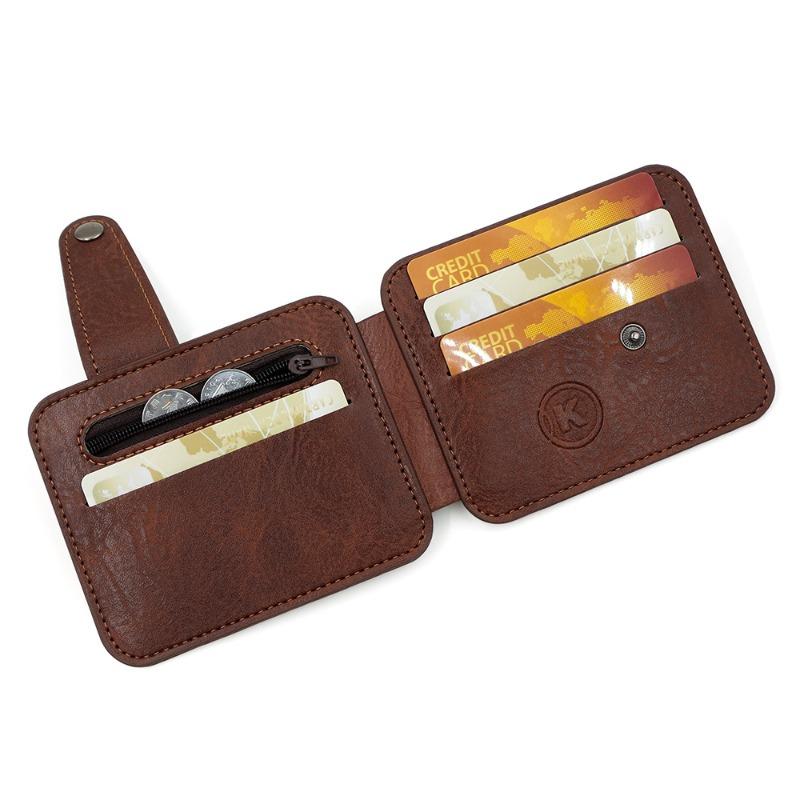 Men’s Slim Card Holder Wallet with ID Window, PU Leather Credit Card Case, Minimalist Front Pocket Wallet, RFID Blocking Card Organizer