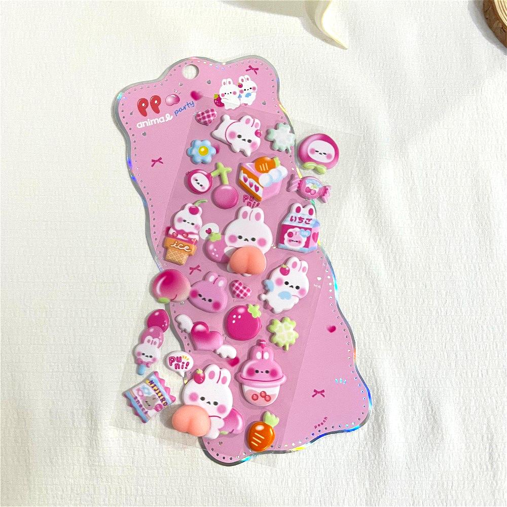 Cartoon Animal Soft & Cute Butt Squishy: Kids  3D Foam Stress Relief Puffy Stickers