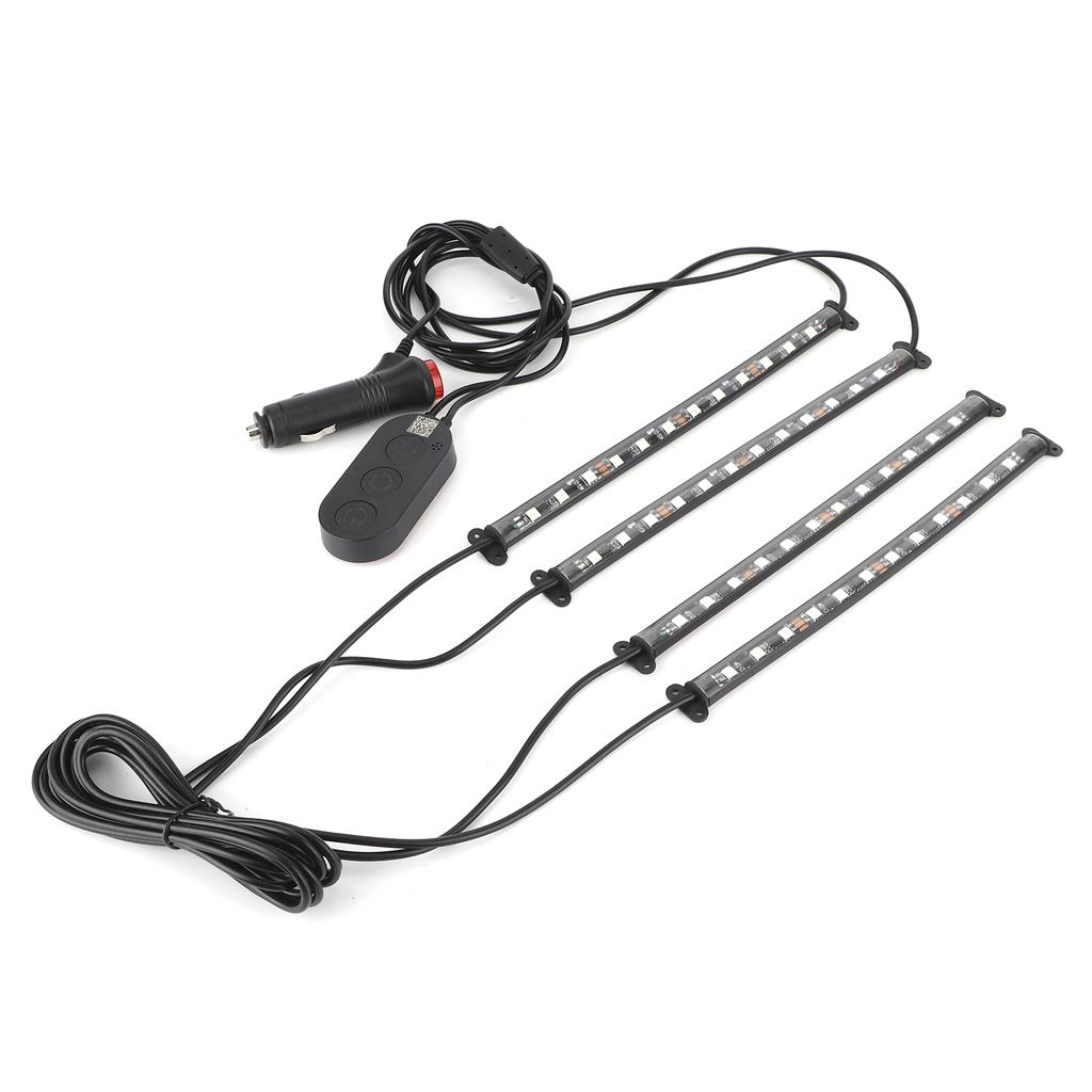 Interior Ambient Light Dynamic Decorative 4 RGB Lamp Strips Remote Control by Phone Bluetooth APP