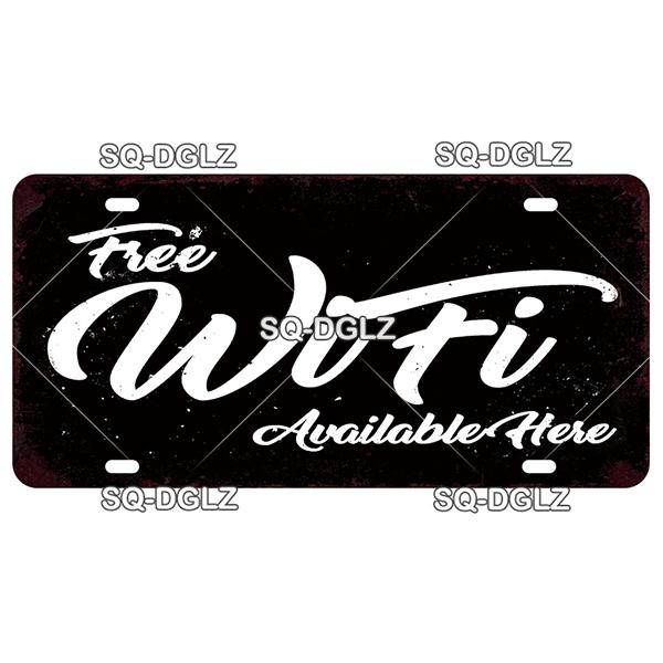 SQ-DGLZ Warning Beware Of License Plate WIFI Tin Sign State Wall Decoration Metal Sign Home Decor Painting Plaques Art Poster