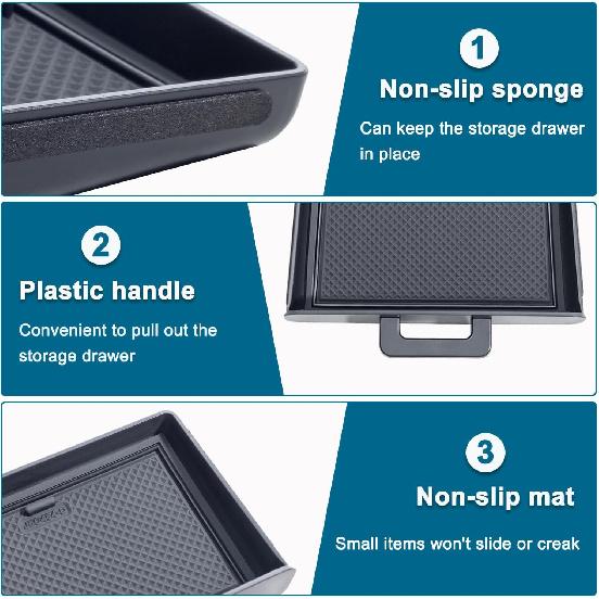 PIMCAR Center Console Storage Drawer Compatible With -2026 Dodge Ram 1500 2500 3500 Ert Drawer Box With Anti-Slip Mat Interior Accessories (Only Fit