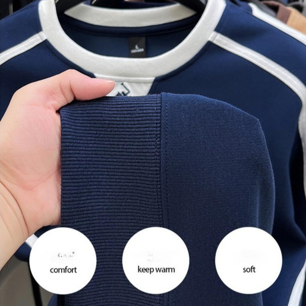 Fashionable and Casual Round-neck Men's Long-sleeved Top for Autumn and Winter Fitness and Sports