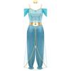 Womens Arabian Princess Costume Belly Dance Role Play Gems Adorned Sequin Romper and Choker Collar