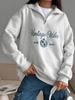 Women's Oversized Retro Letter Print Hoodie - Thick, Warm Outerwear for 2025 Autumn/Winter