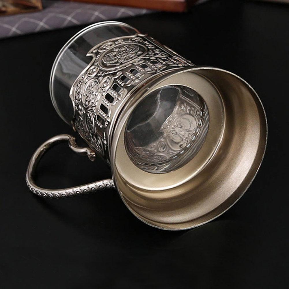 Drinking Hot Tea Glass Metal Cup Holder Folk Crafts Sell Custom Logo Old-fashioned Podstakannik Russian Soviet Nostalgia Classic
