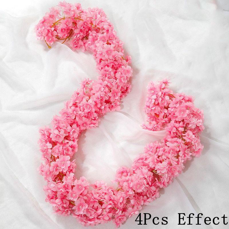 180CM Sztuczny Wianek z Kwiatów Sakury do Dekoracji Ślubnej Łuk Ogrodowy Dekoracja Domu Pokoju Imprezowa Ozdoba Zewnętrzna Ze Sztucznego Jedwabiu