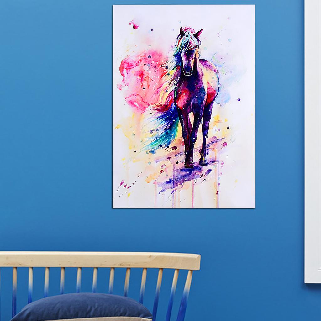 Watercolor Horse Animal Art Oil Painting Canvas Wall Picture Home Decoration 40*57cm
