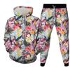 Fashion Floral Flower 3D Print Hoodies Pant Sets Men's Sweatshirts Sweatpants Streetwear Two Piece Suits Tracksuit Man Clothing
