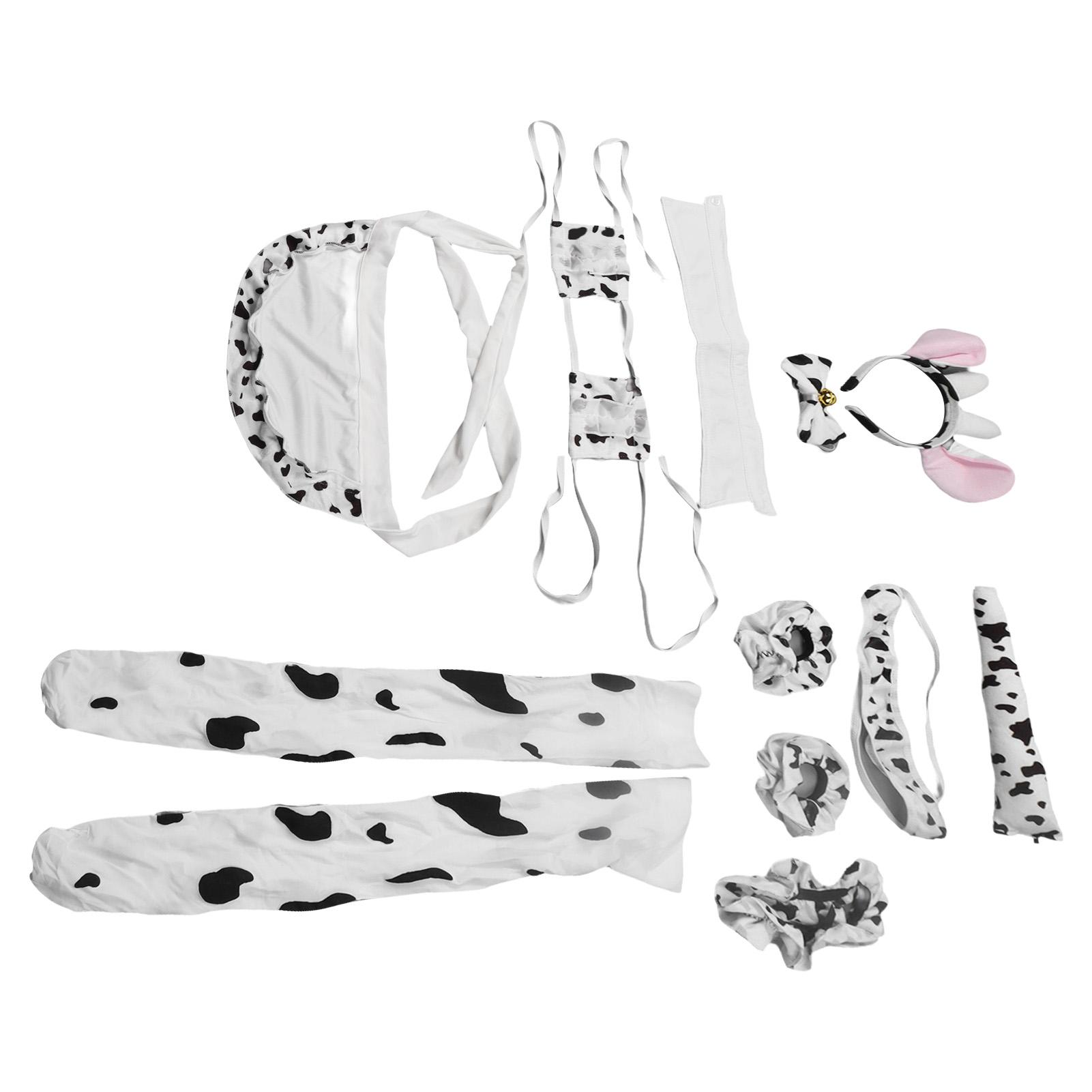 

Жіночий Косплей Набір Милий Стиль Корови Рольова Уніформа Головний Убір Нижня Білизна Пояс Фартух Комплект Одягу Білий Один Розмір