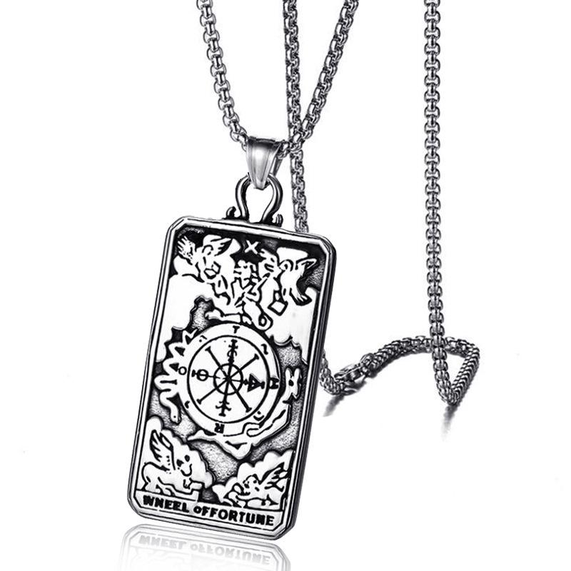 European and American Fashion Titanium Steel Pendant Military Brand Cast Necklace Men's Retro Compass