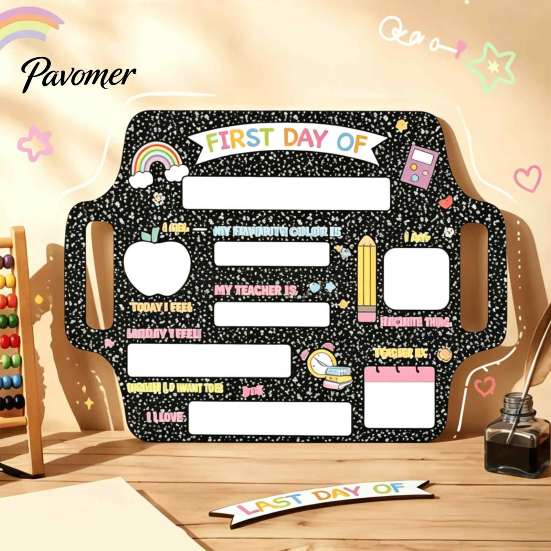 Magnetisches Tisch-Message-Board, Schild für den ersten und letzten Schultag für Kinder, Wiederverwendbares Holz-Memo-Kreidetafel-Schild, Niedliches Schreibschild für tägliche Notizen und Zeitpläne